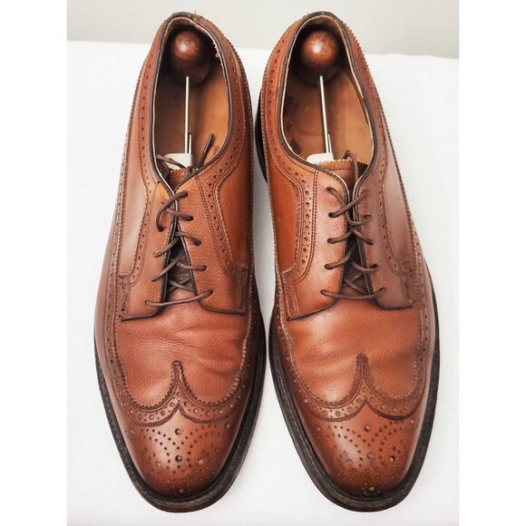 Vintage Florsheim Imperial Men\'s Wingtip V-Cleat 5 Nail Brown Leather 10.5 C main image 6